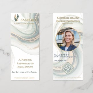 Luxury Realtor Services Sage Gold Marble Tri-Fold  Brochure