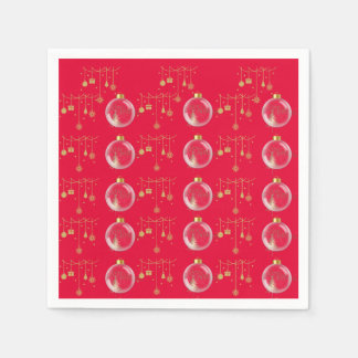 Luxury Red and Gold Bauble Christmas Napkins