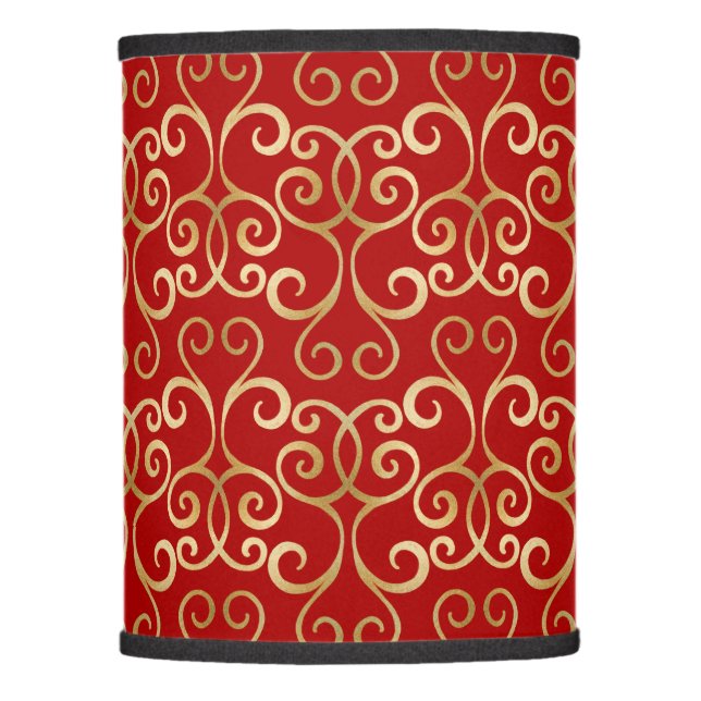  LUXURY RED AND GOLD CHRISTMAS DAMASK PERSONALIZED LAMP SHADE (Front)