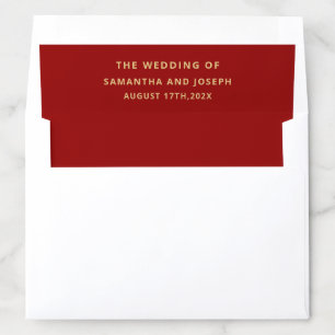 Luxury Red & Antique-Gold Wedding Envelope Liner