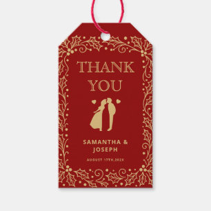 Luxury Red & Antique-Gold Wedding Thank You Gift Tags