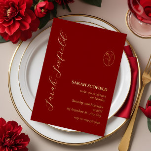 Luxury Red Birthday Foil Invitation