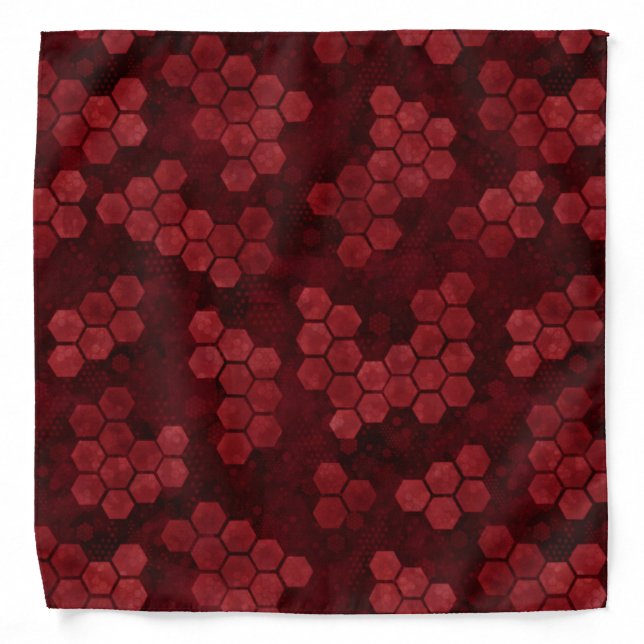Luxury Red Black Hexagon Patterns Abstract Magic Bandana (Front)