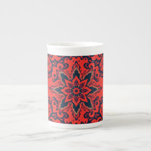 Luxury Red Blue Ornate Persian Medallion Pattern Bone China Mug