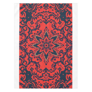 Luxury Red Blue Ornate Persian Medallion Pattern Tablecloth