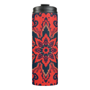 Luxury Red Blue Ornate Persian Medallion Pattern Thermal Tumbler