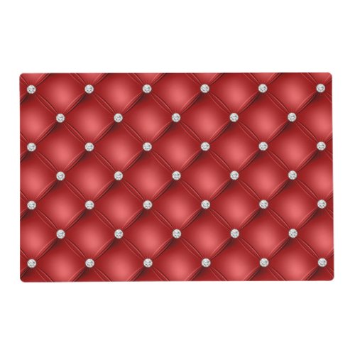 Luxury Red Diamond Tufted Pattern Placemat