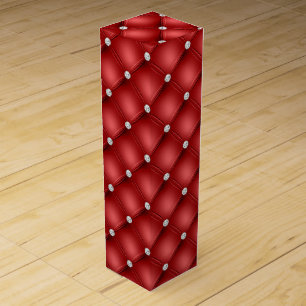 Luxury Red Diamond Tufted Pattern Wine Box