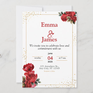 Luxury Red Floral Wedding Invitation