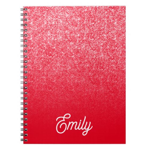Luxury Red Glitter and Ombre Notebook
