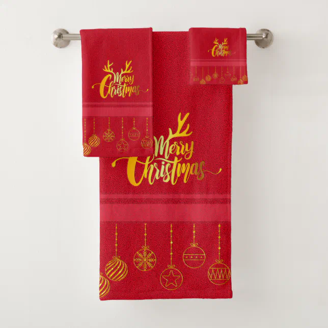 Luxury Red & Gold Christmas Bath Towel Set Zazzle