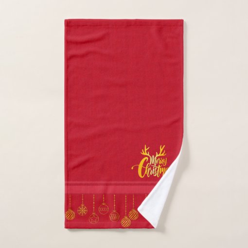 Luxury Red & Gold Christmas Bath Towel Set | Zazzle