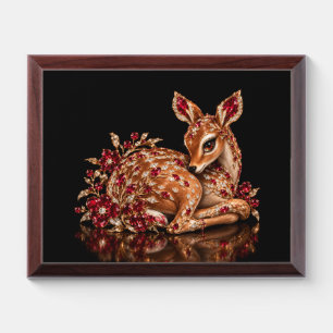 Luxury Red Gold Deer Art Award Plaque