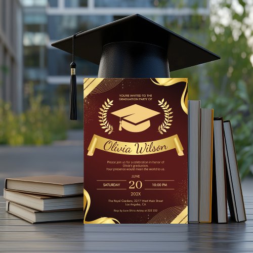 Luxury Red & Gold Graduation Party