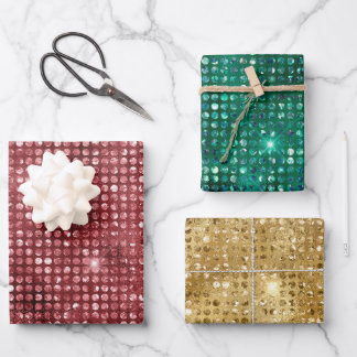Luxury Red, Green, and Gold Shimmer Christmas Wrapping Paper Sheets