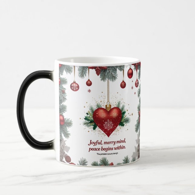 Luxury Red Heart Christmas Color Morphing Mug  (Left)