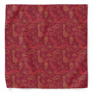Luxury Red Orange Brown Paisley Abstract Magic Bandana