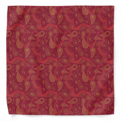 Luxury Red Orange Brown Paisley Abstract Magic Bandana