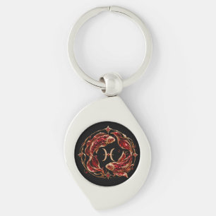 Luxury Red Pisces Zodiac Keychain