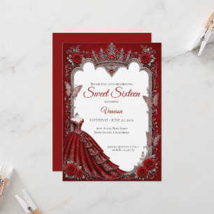 Luxury Red Princess Sweet 16 Invitation