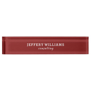 Luxury red vintage leather desk name plate