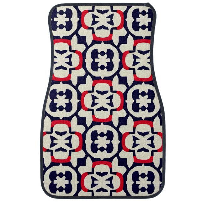 Luxury Red White and Blue Car Floor Mat (Front)