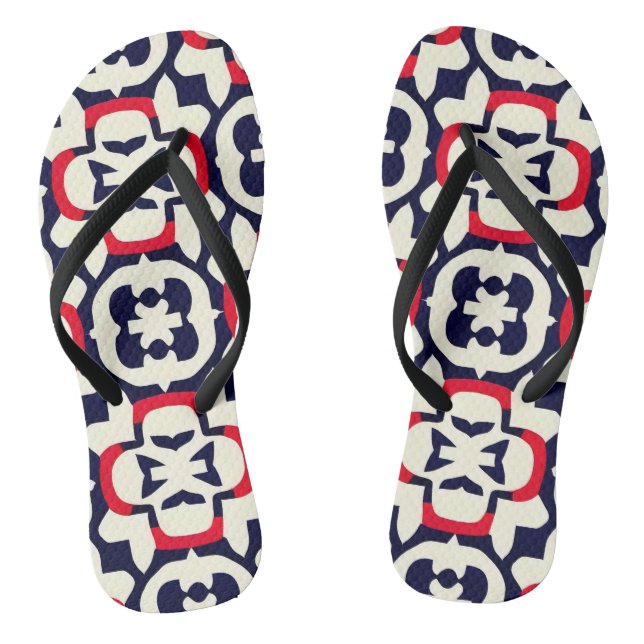 Luxury Red White and Blue Flip Flops (Footbed)