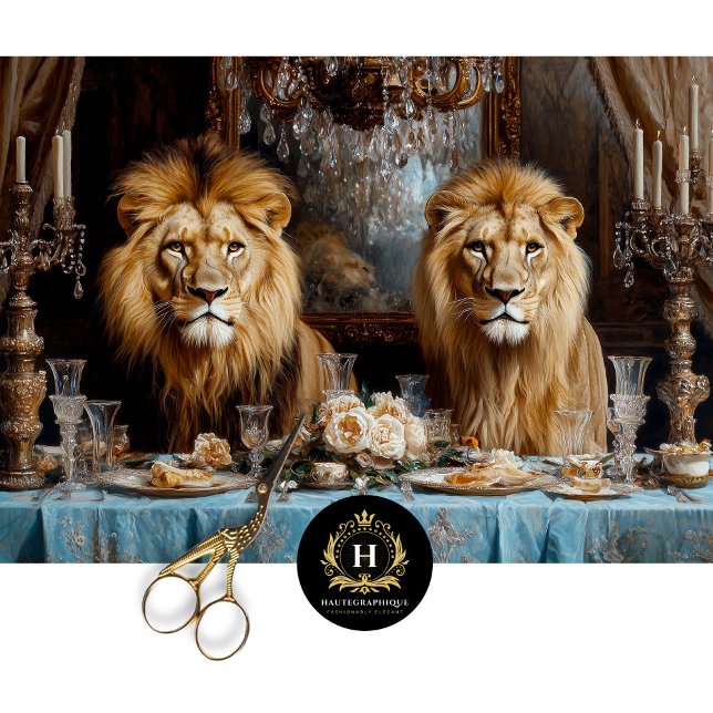 Luxury Regal Lion Blue Floral Dinner Decoupage Tissue Paper (Creator Uploaded)