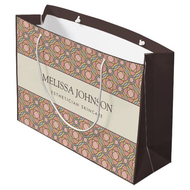 Luxury Retro Geometric Skincare Gift Bag (Back Angled)