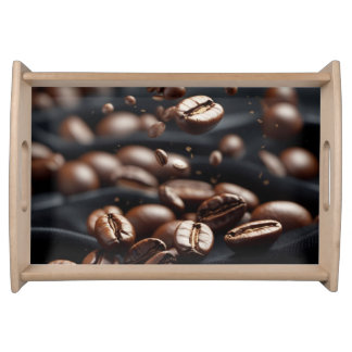 Luxury Roasted Coffee Beans Macro Photography | El Serving Tray