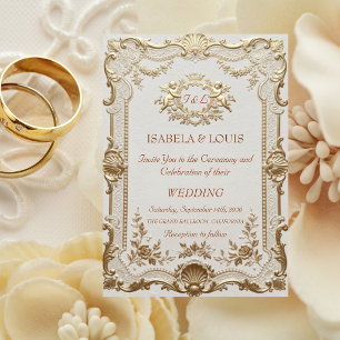 Luxury Rococo Elegant French Lace Wedding Invitation