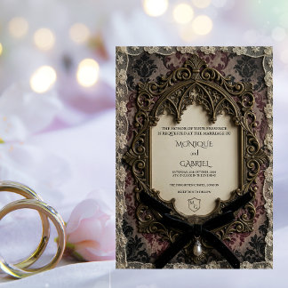 Luxury Rococo Victorian Lace Gothic Wedding Invitation