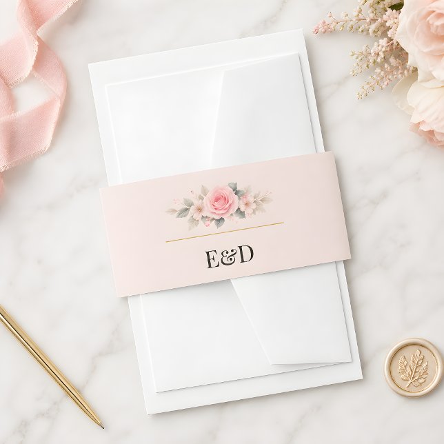 Luxury Rococo Wedding Invitation Belly Band (Rococo themed floral design wedding invitation belly band for the Rococo collection)