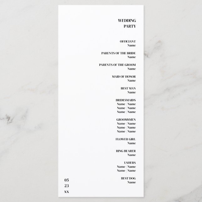 Luxury Romantic Flourish Calligraphy Wedding Gold Program (Back)