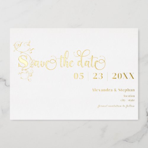 Luxury Romantic Flourish Wedding Save The Date Foil Invitation