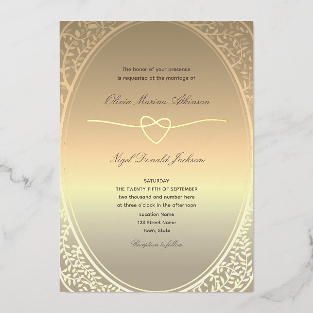 Luxury Romantic Gold Wedding Foil Invitation (Front)
