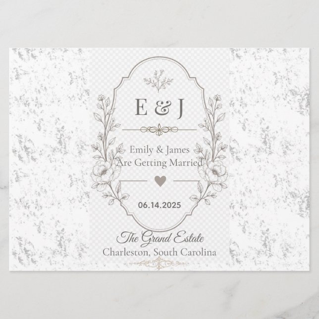 Luxury Romantic Wedding Celebration Design Program (Front)
