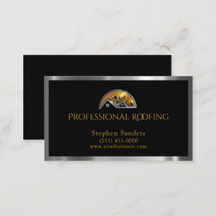Luxury Roofing Gold Silver Construction Business Card