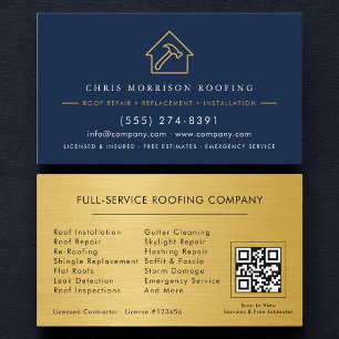 Luxury Roofing Roofer Company QR Code Business Card