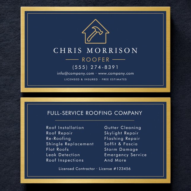 Luxury Roofing Service Roofer Gold  Business Card (Creator Uploaded)