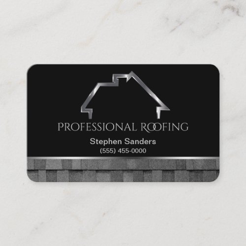Luxury Roofing Shingles Construction Silver Black Business Card