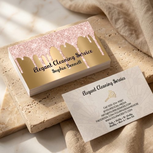 Luxury Rose Cleaning Services Elegant Maid & House Business Card