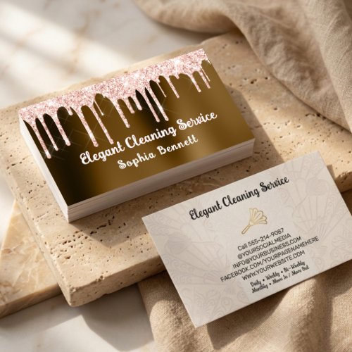 Luxury Rose Cleaning Services Elegant Maid & House Business Card