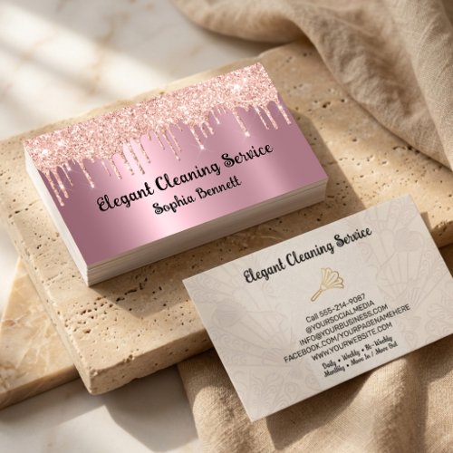 Luxury Rose Cleaning Services Elegant Maid & House Business Card