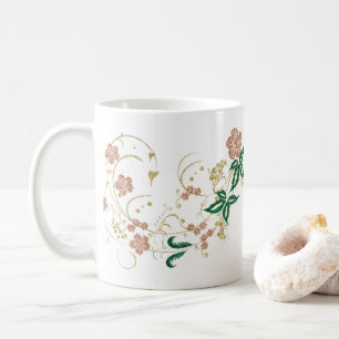 Luxury Rose Gold and Emerald Green Glitter Floral Coffee Mug