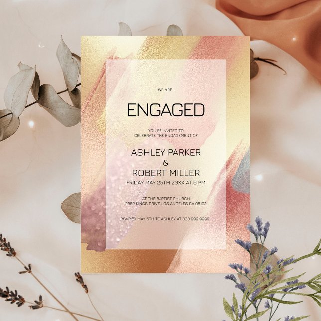 Luxury Rose-Gold and Gray Brush Strokes Invitation (Creator Uploaded)