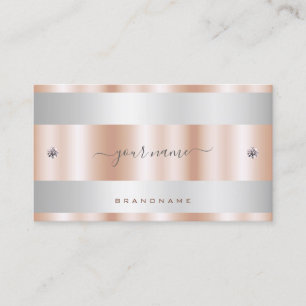 Luxury Rose Gold and Silver with Diamond Graphics Business Card