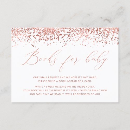 Luxury Rose Gold Baby Shower Books for Baby Card