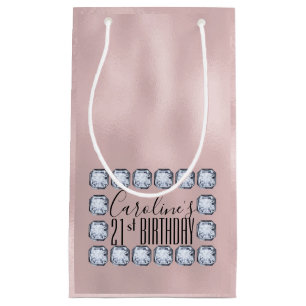 Luxury Rose gold Birthday Glass Texture Small Gift Bag