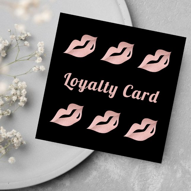 Luxury Rose Gold & Black Lips Glamor Loyalty Card (Creator Uploaded)